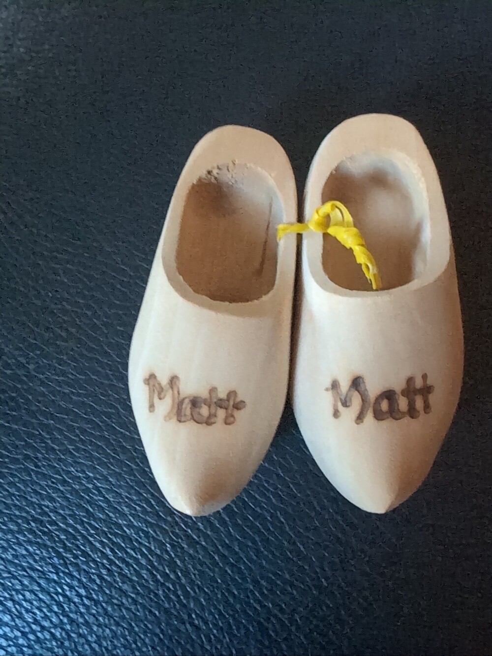 "Matt" Pair of Miniature Dutch Wooden Clogs Klompen Souvenir Holland Decor 3.5"